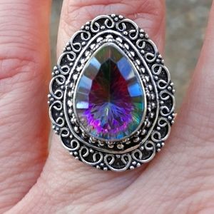 New Amazing Mystic Topaz 925 Silver Ring.